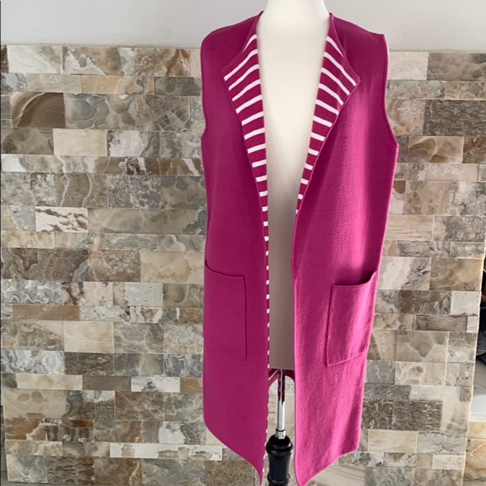 NWT Oliver pink and white sleeveless duster